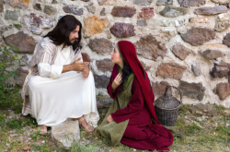 Jesus sees the woman