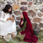 Jesus sees the woman